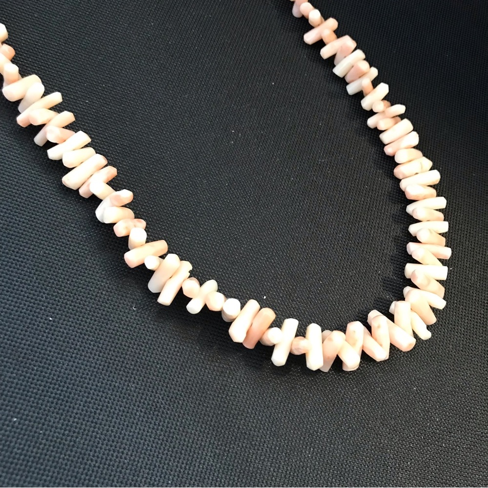 Polished Pink Coral Angel Skin necklace